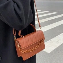 Bolsa Para Mujer De Moda Crossbody Bandolera Con Cadena - Marrón - Ver 4