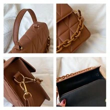 Bolsa Para Mujer De Moda Crossbody Bandolera Con Cadena - Marrón - Ver 5