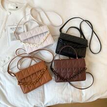 Bolsa Para Mujer De Moda Crossbody Bandolera Con Cadena - Marrón - Ver 2