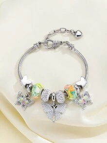 1入組甜美可愛蝴蝶珠串吊墜手鍊，夏日系列，簡單優雅的女士日常配戴手鍊 - 蝴蝶 - 查看 6