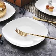 4 件 7 英寸开胃菜盘子套装，方形陶瓷盘子，适用于沙拉、甜点、寿司，可放入微波炉和洗碗机 - 4個裝 - 查看 5