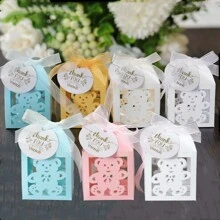 Caja de dulces con diseño de oso bonito de 25 piezas/paquete, caja de empaque de chocolate de 5x5x8cm adecuada para cumpleaños, , festivales, fiestas y decoración de regalos para invitados - Multicolor - Ver 6