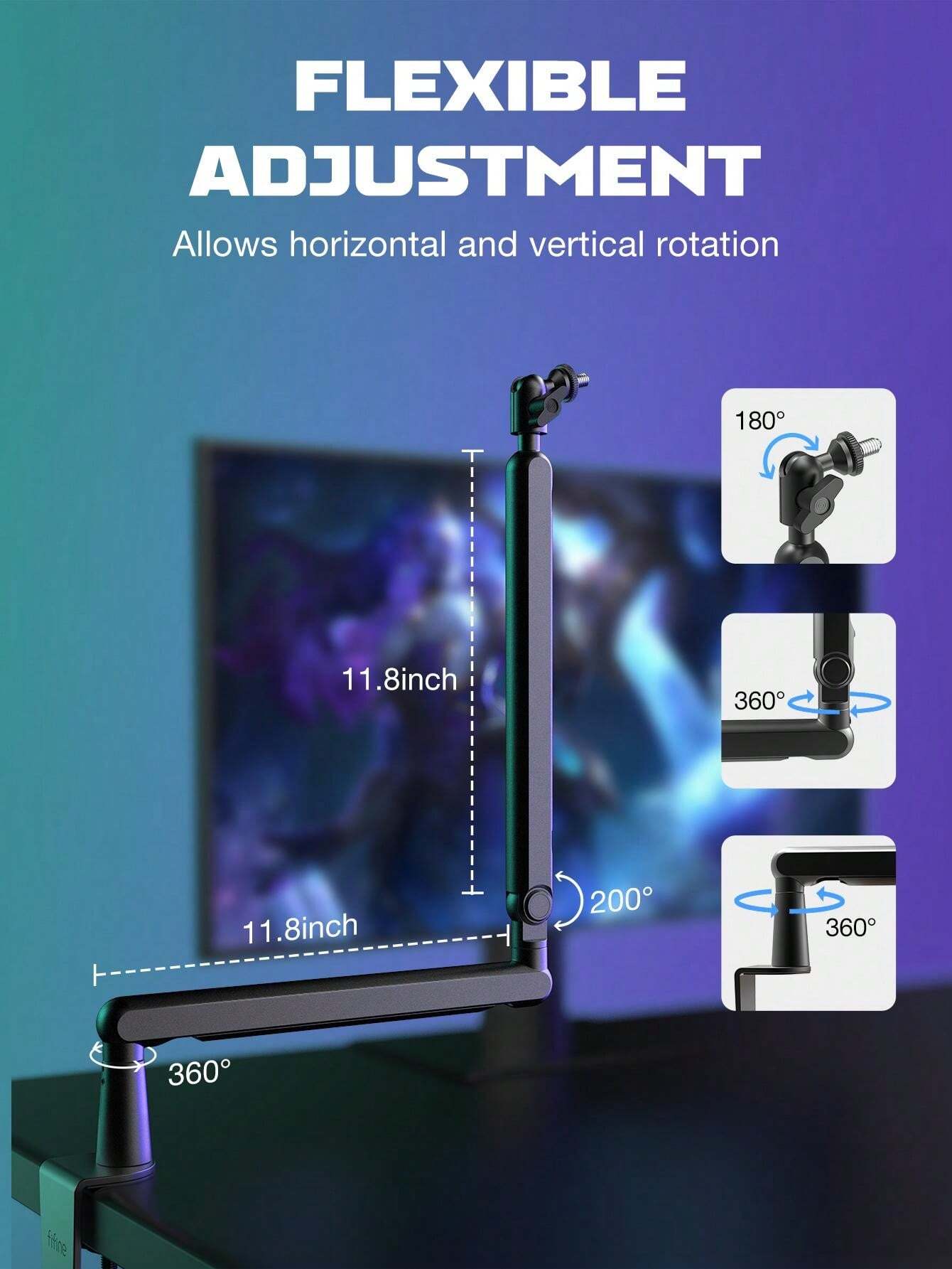Fifine FIFINE Microphone Arm Boom, Adjustable Low-Profile Arm ...