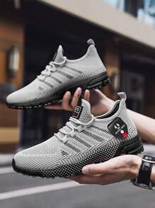 Men Breathable Sports Shoes, Casual Stripe Lace-Up Shoes