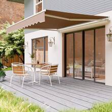 Tenda da sole con braccio pieghevole manuale, 300 x 250 cm, protezione solare, idrorepellente, montaggio a parete, manovella, regolabile, in alluminio/poliestere, per terrazze esterne, balconi, Beige