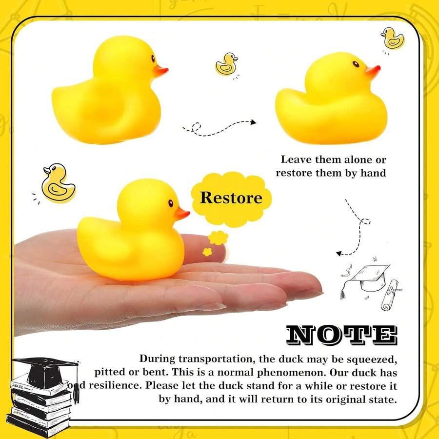 4入組畢業小鴨橡膠帶裝4頂帽子、4副眼鏡，可裝飾汽車儀表板、浴缸等，適用於生日慶祝、游泳畢業禮物、派對禮物和裝飾等 - 彩色 - 查看 1