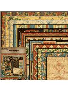 12 hojas de material de papel con patrón floral romántico para scrapbooking, manualidades creativas, suministros de oficina y escuela, detalles de fiesta y adornos para tarjetas de felicitación - Multicolor - Ver 5