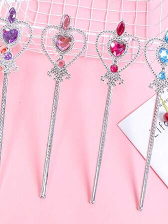 1pc Princess Magic Wand, Frozen Love Fairy Stick, Suitable For Performance Props, Gifts, Plastic Canes Halloween