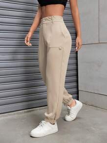 Women Pants - 米色 - 查看 4