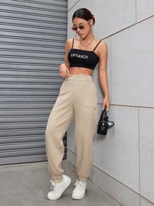 Women Pants - 米色 - 查看 3