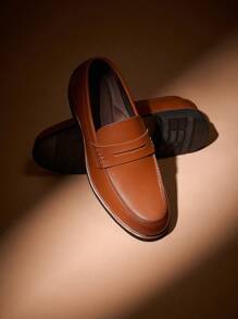 Men's Penny Loafers Dress Shoes Slip-On Business Formal Leather Comfort Commute Party Versatile - Brown - View 3