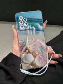 Perforierte transparente Seestern-bemalte stoßfeste Handyhülle mit Handschlaufe kompatibel mit iPhone XR/7/8, iPhone 15 ProMax, iPhone 13, iPhone 14, iPhone 11 Soft TPU Schutzhülle, kompatibel mit Galaxy S24, Galaxy S24+, Galaxy S24 Ultra, Galaxy S22, Galaxy A13 4G, Galaxy A52, A52s 5G, Redmi Note 11, 11 Lite - Verschiedenfarbig - Übersicht 5