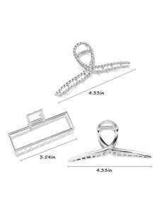 3 件套女士精致金属发夹套装，包含 1 件银色、1 件金色和 1 件方形半月形发夹，适合日常佩戴、面部护理、淋浴、化妆和搭配不同服装。金色头饰发夹发夹发夹发夹发夹，适合女士秋冬休闲度假装扮的发饰