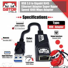 USB 3.0 Gigabit Ethernet LAN RJ45 1000Mbps Network Adapter Converter For Windows PC Apple MacBook Samsung Asus Dell XPS Yoga HP Acer Surface Pro 6.5" Black Gator Cable