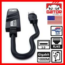USB 3.0 Gigabit Ethernet LAN RJ45 1000Mbps Network Adapter Converter For Windows PC Apple MacBook Samsung Asus Dell XPS Yoga HP Acer Surface Pro 6.5" Black Gator Cable
