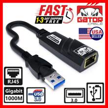USB 3.0 Gigabit Ethernet LAN RJ45 1000Mbps Network Adapter Converter For Windows PC Apple MacBook Samsung Asus Dell XPS Yoga HP Acer Surface Pro 6.5" Black Gator Cable