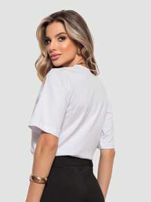 Kit 2 Women's Fashion T-Shirts Plain Turtleneck Colorful Basic Blouse Casual Stylish Sleeve Shirt - Multicolor - View 4