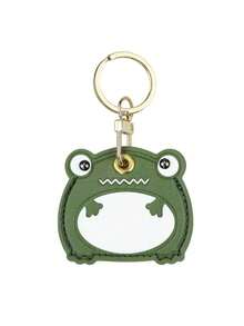 1pc Gugu Tribe Cartoon Frog Access Card Holder Leather Keychain Protector Lovely Gift - Green - View 3