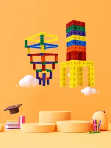 Tumbling Tower Stacking Blocks,Colored Cartoon Plastic Building Blocks Board Toppling Tumbling Tower - Multicolor - View 6