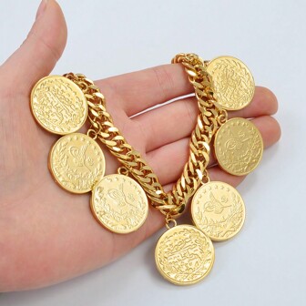 1pc Turkish Coin Bracelet For Women Men Turkey's Ancient Coins Banglet Turk Jewelry Gold And Silver Color