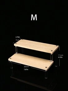 1pc DIY Wooden Board Acrylic Combination Spice Rack For Kitchen Storage, Display, Mineral Stone Model, Makeup Organizer, Party Dessert Cake Stand, Jewelry & Cosmetics Shelf, Clear Wooden Board With Self-Assembly Design - Multicolor - View 15