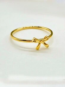 BALMORA 1入流行簡約風S925純銀蝴蝶結戒指金戒指配飾，母親節禮物精美珠寶