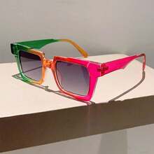 1pc Retro Fashionable Color-Blocked Square Fashion Glasses For Men And Women, Suitable For Leisure And Travel - Clear - View 8