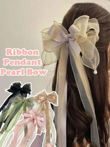 Bow Decor Hair Clip Cute Claw Clips Hair Claws Hair Barrettes, Autumn, School Stuff, Elegant, College