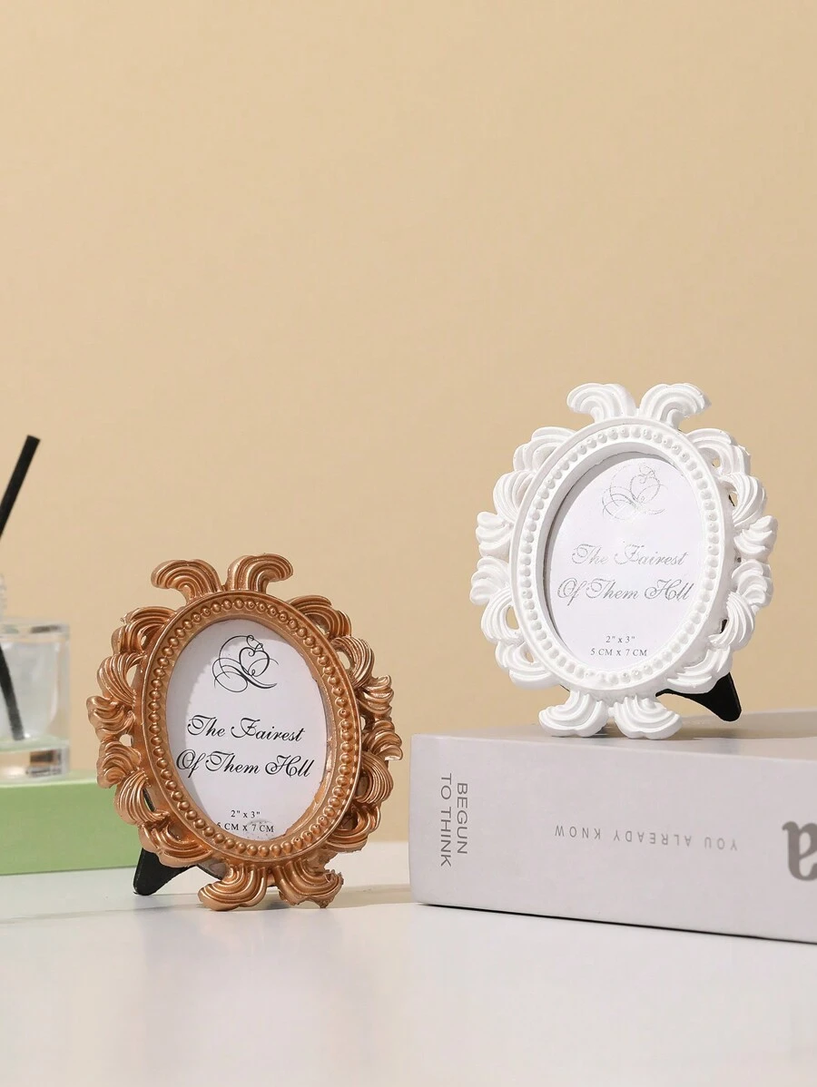 1 件树脂创意斯堪的纳维亚风格椭圆形迷你相框夹，小礼物 - 彩色 - 查看 1