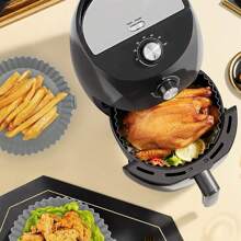1pc/2pcs/3pcs Reusable Silicone Air Fryer Pot, Organic Silicone Air Fryer Liner, Air Fryer Accessories, Kitchen Supplies Replacement For One-Time Baking Mat Paper Liner, Compatible With Nin-Ja Dual DZ201 Foodi Air Fryer (Grey)