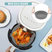 1pc/2pcs/3pcs Reusable Silicone Air Fryer Pot, Organic Silicone Air Fryer Liner, Air Fryer Accessories, Kitchen Supplies Replacement For One-Time Baking Mat Paper Liner, Compatible With Nin-Ja Dual DZ201 Foodi Air Fryer (Grey)