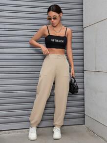 Women Pants - 米色 - 查看 6