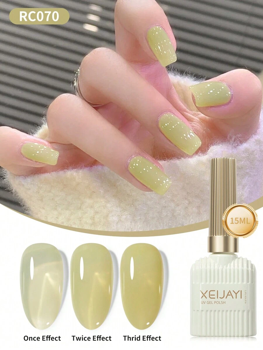 XEIJAYI 1瓶15毫升黄色凝胶指甲油,四季皆宜的美甲产品,可卸除LED凝胶指甲油,DIY家庭美甲沙龙,送给女性和女孩的美甲护理礼物 - 黃色 - 查看 1