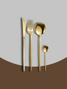 4/24 Piece 4/24-Piece Rainbow/Black/Gold Stainless Steel Colored Tableware Set With Silverware, Mirror Polished Spoon And Fork Set - Portuguese Cutlery Set - View 5
