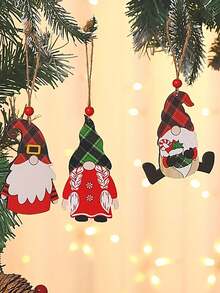 1入新款聖誕裝飾彩繪小吊飾，聖誕樹無臉老人吊飾，房間裝飾，美麗的房間裝飾，臥室裝飾 - 彩色 - 查看 7