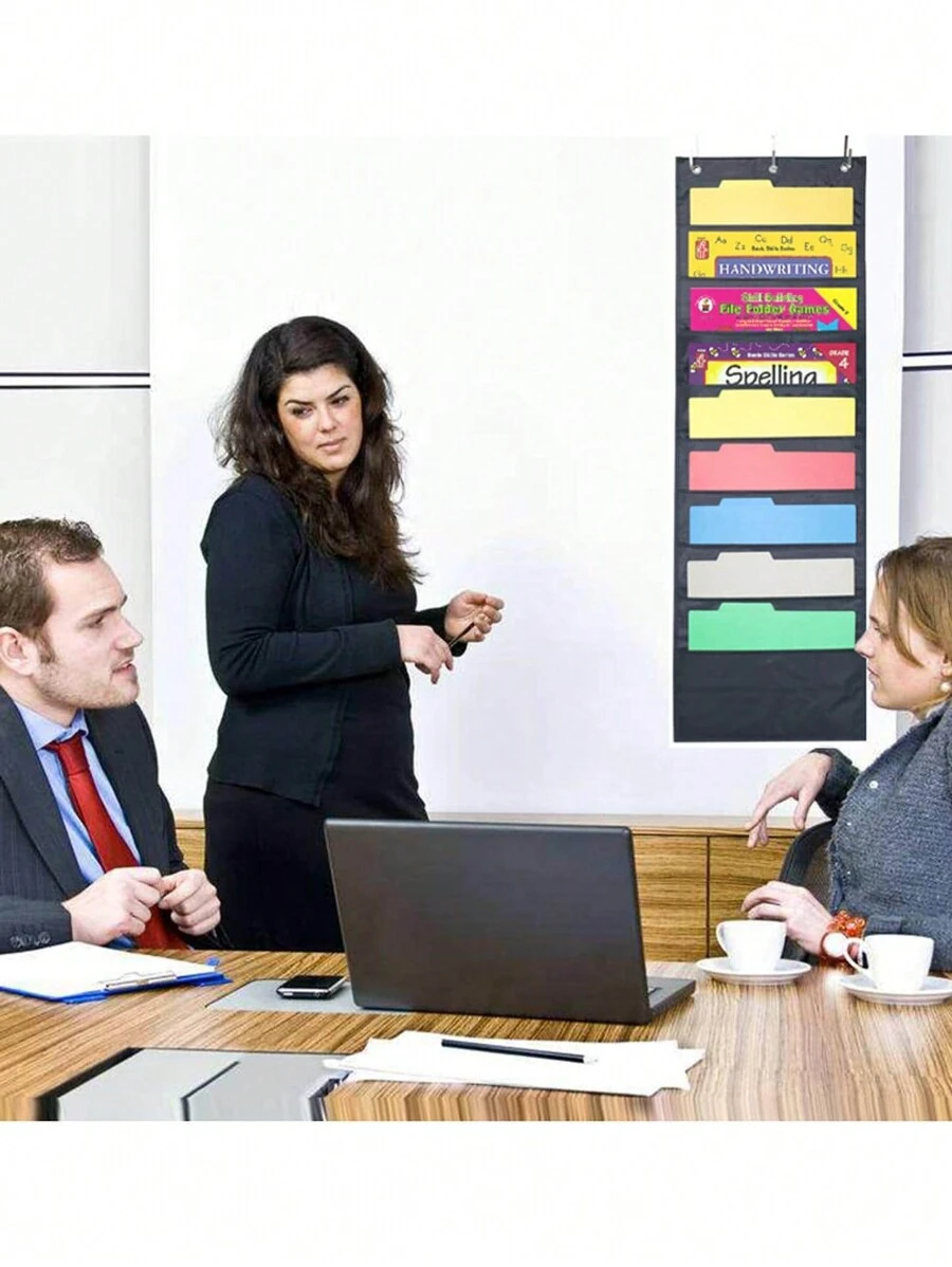 Hanging Wall File Holder, Over Door Magazine Storage Pockets, Document Organizer - Multicolor - View 1