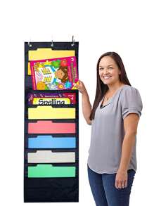 Hanging Wall File Holder, Over Door Magazine Storage Pockets, Document Organizer - Multicolor - View 2