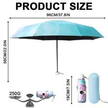 Compact Umbrella Windproof Strong Folding Travel Umbrella 6 Ribs Mini Umbrella With Capsule Case UV Protection Umbrella With Ergonomic Handle Rainbow Portable Pocket Umbrella - Multicolor - View 2