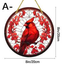 1pc, Cardinal Sunshade And Cranberry Stained Window Hanger - Acrylic Hanging Ornament For Home, Porch, And Wall Decor - Multicolor - View 13