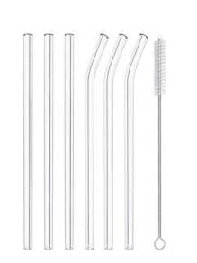 2/4/6 szklanych słomek + 1 szczoteczka do czyszczenia, słomki ze szkła borokrzemianowego, odporne na ciepło kolorowe słomki do napojów, mleka i herbaty, przezroczyste wielokolorowe szklane tubki, artykuły szkolne, niezbędne artykuły na powrót do szkoły, prezenty dla przyjaciół i kolegów z klasy, prezenty urodzinowe, prezenty świąteczne, prezenty dla nauczycieli.