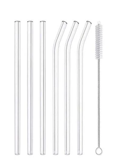 2/4/6根玻璃吸管+1个清洁刷，高硼硅玻璃吸管，耐热彩色饮料奶茶吸管，透明多色玻璃管，学校用品，返校必备物品，送给朋友和同学的礼物，生日礼物，圣诞礼物，老师礼物。