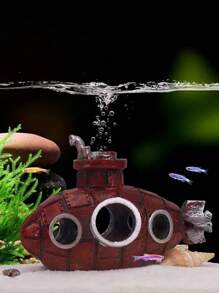 1pc Realistic Submarine Aquarium Decor, Resin Ornament For Fish Tank, Breeding Cave, Underwater Submarine Decoration For Fish Tank, Aquarium Landscape