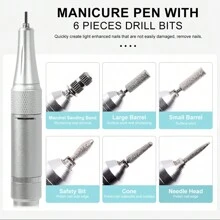 Portable Professional Nail Drill 45,000 RPM, Rechargeable Electric Nail File Machine E File, For Acrylic Nail Gel Polishing, Wireless File, For Nail Salon Home, White - White - View 6