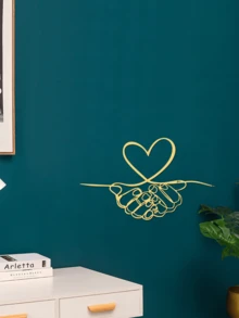 1pc 3D Geometric Line Heart Shaped Acrylic Mirror Wall Sticker For Home Decoration - Black - View 6