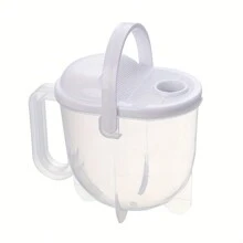 1pc No-Hands Washing Rice Sieve, Rice Cleaning Kitchen Tool With Drain And Brush, Rice Washer Basket For Slouchy People - White - View 9