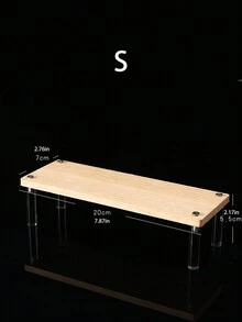 1pc DIY Wooden Board Acrylic Combination Spice Rack For Kitchen Storage, Display, Mineral Stone Model, Makeup Organizer, Party Dessert Cake Stand, Jewelry & Cosmetics Shelf, Clear Wooden Board With Self-Assembly Design - Multicolor - View 7