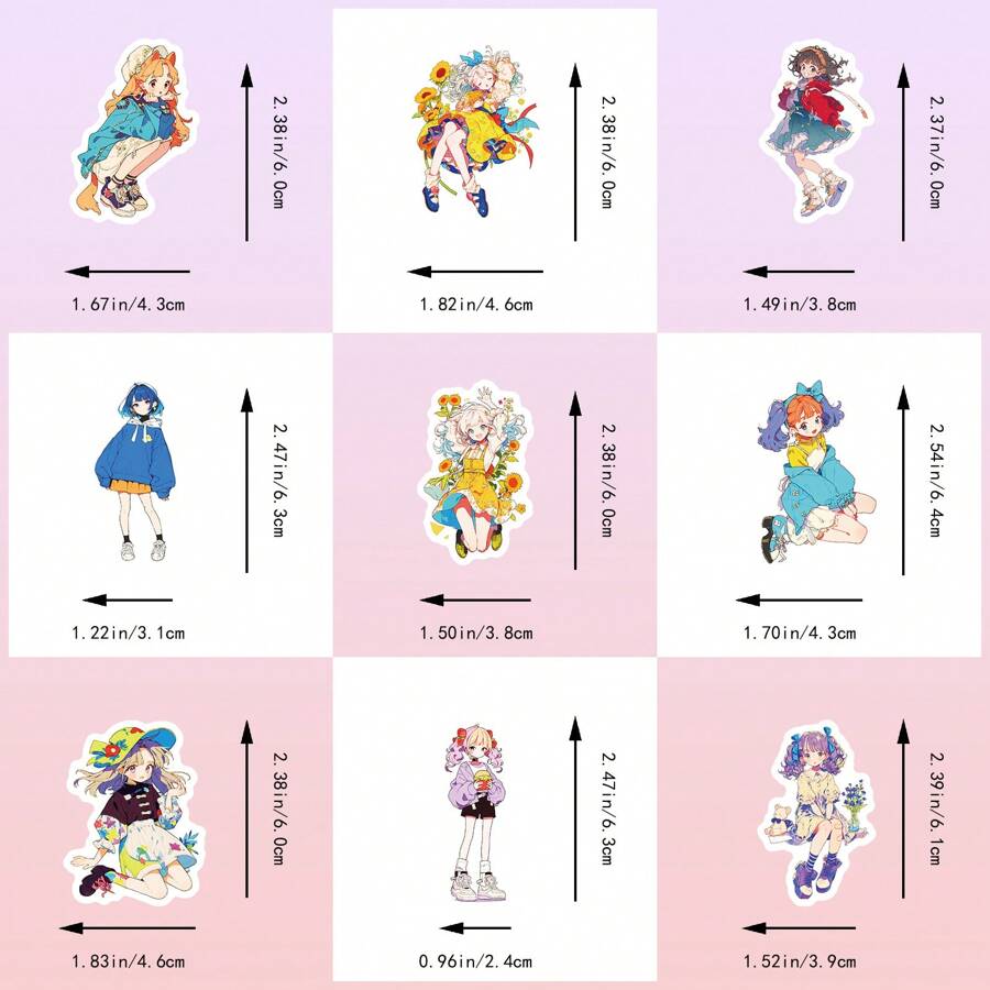 50Pcs Anime Girl Stickers, Aesthetics Waterproof Stickers For Teens