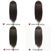 Đầu ma-nơ-canh 25 Inch Tóc đen Sợi tổng hợp Đầu Manikin Thợ làm tóc Đào tạo tạo kiểu Đầu đào tạo Mô hình thẩm mỹ Đầu búp bê Tóc để thực hành Cắt bện - màu đen - Xem 7