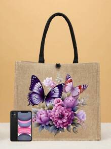 2 件大容量简约高级、时尚、休闲便携设计粉色蝴蝶图案日常搭配女士手提包、旅行、出差、购物、日常通勤、礼物等。书包、返校背包、书包套装、大容量、便携、轻便，适合青少年女孩女大学生，非常适合返校、开学第一天、中学、高中、大学、时尚蝴蝶包