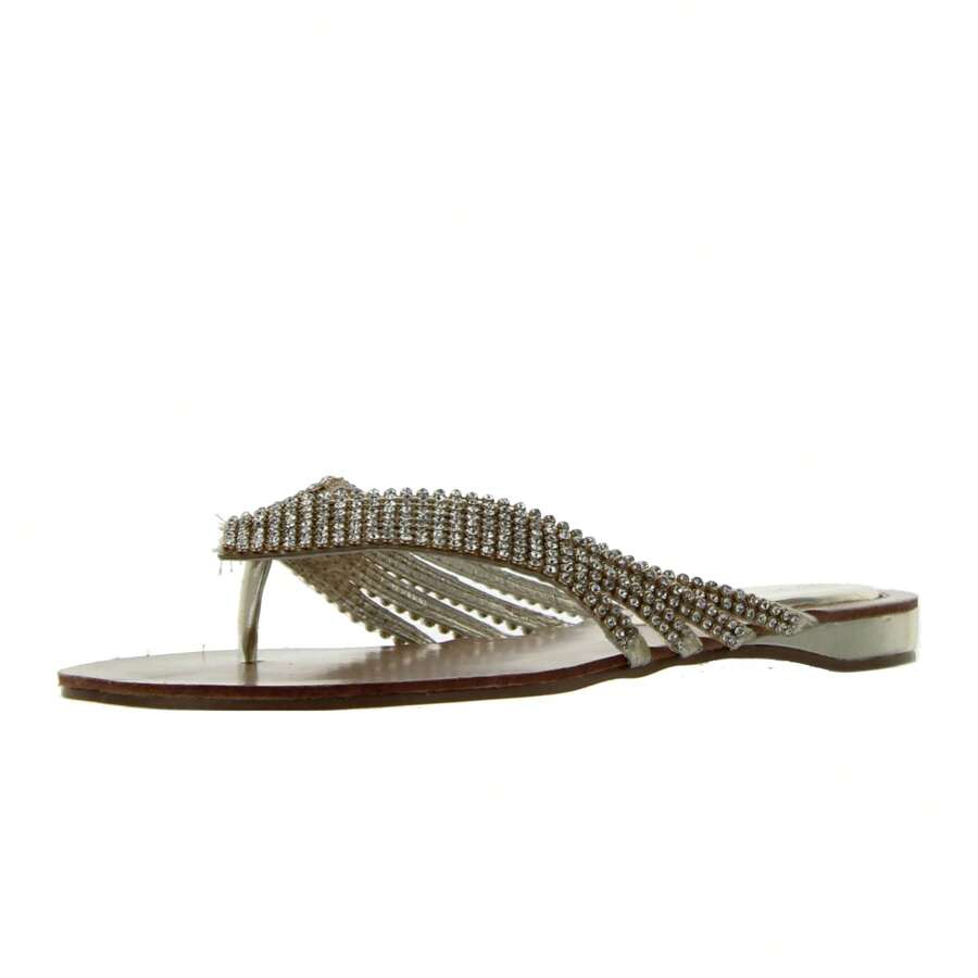 Women's Rhinestone Flipflop Sandals - Gold - View 1